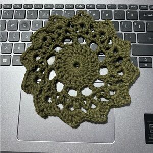 Handmade Olive Green Crochet Doily